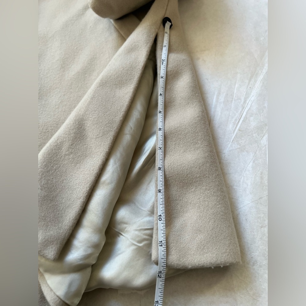 $356 United Arrows Beige Wool Women's Hooded Coat Sz JP38 US6 S Preppy Old money - Picture 12 of 15